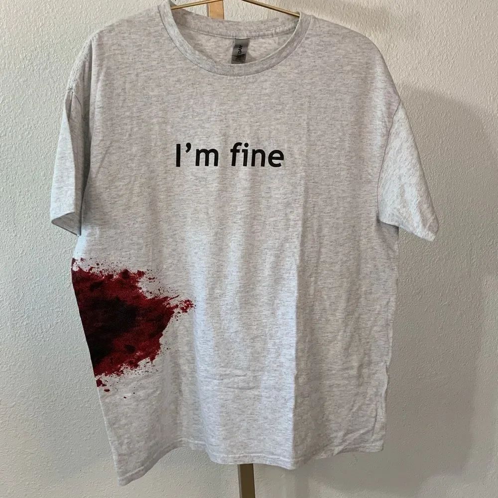 'I'm Fine' graphic tee- grey- Men's T-Shirt- Large